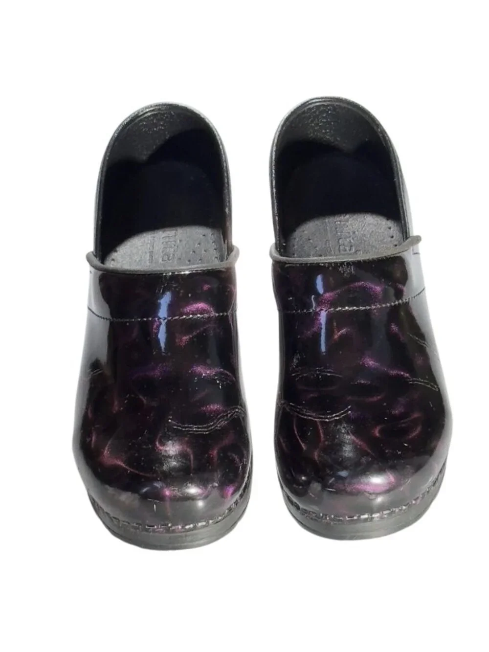 Sanita Professional Women's Purple Satin Patent Clogs Size 38